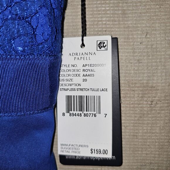 NWT Adrianna Papell Royal Blue Dress Plus Size 20 Special Occasion Wedding Guest - Picture 4 of 14